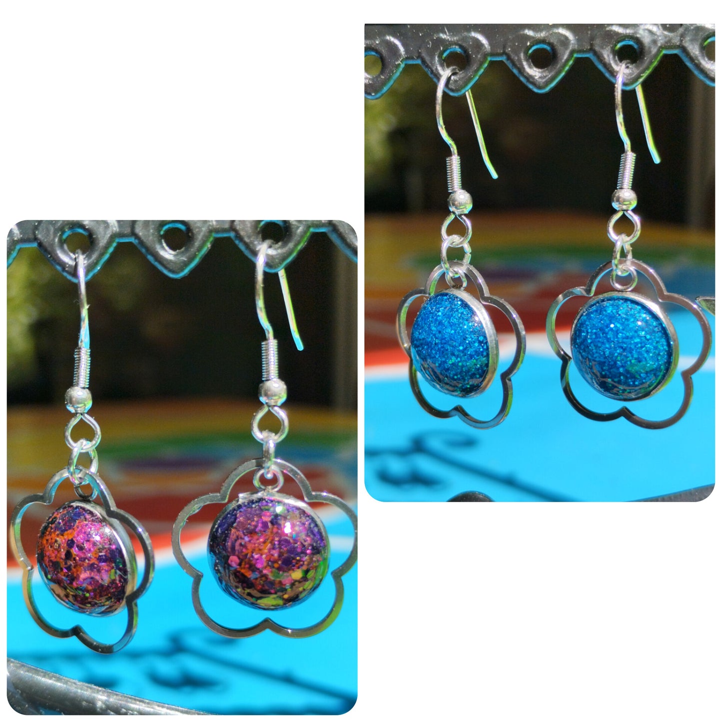 Boucles d'oreilles contour fleur 2 colories
